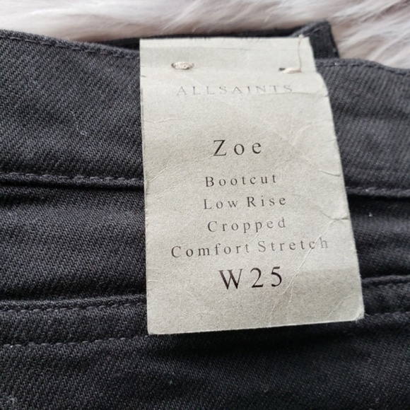 NWT All Saints Zoe Cropped Bootcut Jeans Black 25 - Picture 6 of 7